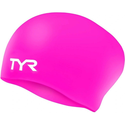 Шапочка для плавания TYR Long Hair Wrinkle-Free Silicone Junior Cap, розовый