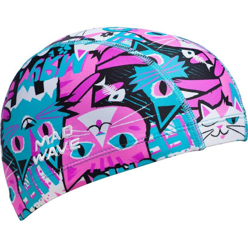 Шапочка юниорская текстильная Mad Wave Kitten, голубой