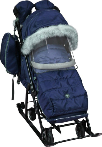 Санки-коляска комбинированная "Ника детям 7-5SK", НД7-5SK/ТС, темно-синяя