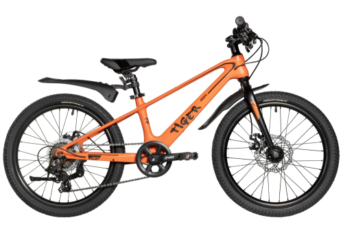 Велосипед Novatrack Tiger 20" (2024), рама 10" (110-130 см), оранжевый