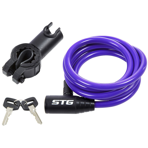 Велозамок STG CL-810 на ключе 10 мм х150 см, фиолетовый