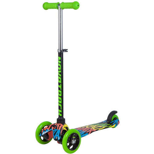 Самокат-кикборд Novatrack Disco-kids Basic (2018), черный-зеленый
