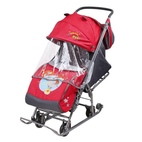 Санки-коляска Нашидетки, НДТ4-2/1 красный с девочкой и слоном