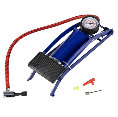 Насос ножной универ. с манометром BOX 55х120, сталь. авто/вело ниппель