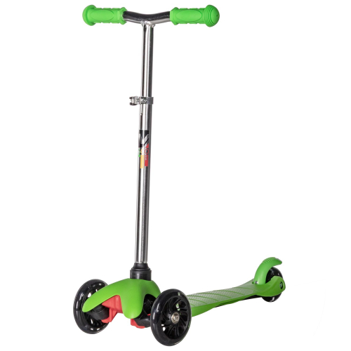 Самокат детский Novatrack Disco-kids Basic (2025) со светящимися колёсами, зеленый