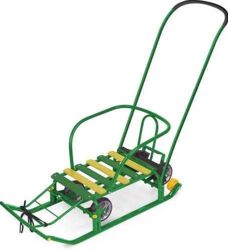 Санки Тимка 5 Универсал зеленый /Ника/ спинка, толкатель, колеса Т5У/З2, зеленый