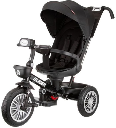 Велосипед трехколесный Slider IT1101, надувные колеса, с ручкой управления (92-98 см), черный