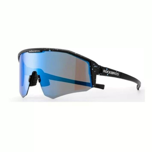 Очки велосипедные Rockbros, оправа черная, линзы с поляризацией голубые, RB_14130001001