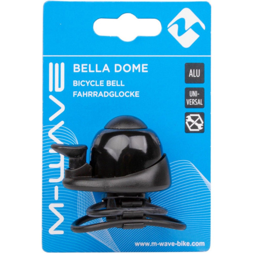 Звонок велосипедный мини M-Wave Bella Dome 360°, на резинке, алюминий/пластик, черный, 5-420063