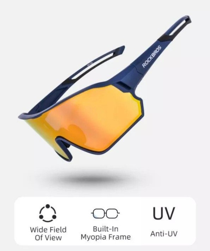 Очки велосипедные Rockbros, оправа синяя, линзы с поляризацией, RB_10134, синий
