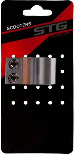 Зажим для рулей трюковых самокатов STG Х105153, HIC Standart и Oversize, с болтами и проставкой, серебристый