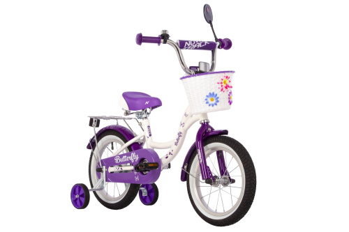 Велосипед Novatrack Butterfly 14" (2023), рама 9" (98-110 см), фиолетовый