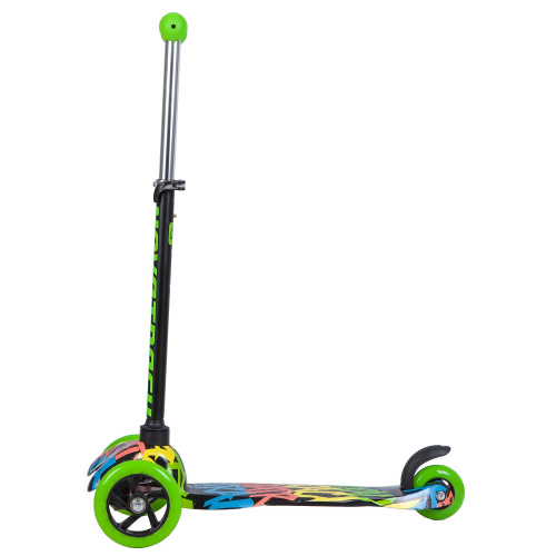 Самокат-кикборд Novatrack Disco-kids Basic (2018), черный-зеленый