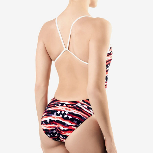 Купальник слитный TYR All American Cutoutfit, красный