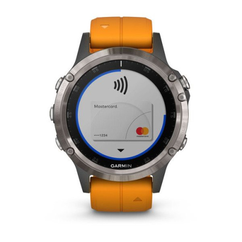 Часы GARMIN Fenix 5 Plus Sapphire (Titanium/Orange Band)