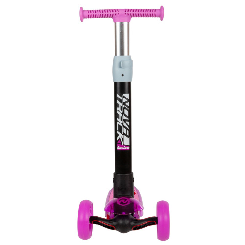 Самокат-кикборд Novatrack RainBow PRO TRANSPARENT (2022), розовый