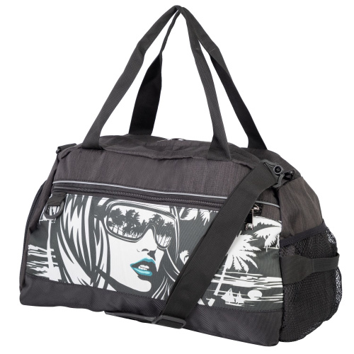 Сумка спортивная STG FB-007, размер 48х25х23 см, черный, принт palm