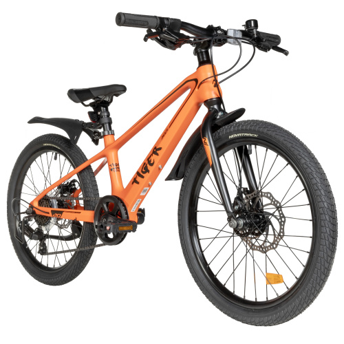 Велосипед Novatrack Tiger 20" (2024), рама 10" (110-130 см), оранжевый