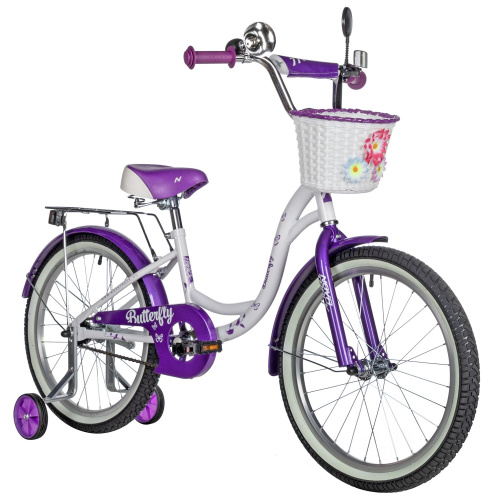 Велосипед Novatrack Butterfly 20" (2023), рама 12" (110-130 см), фиолетовый