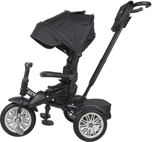 Велосипед трехколесный Bentley с ручкой управления (92-98 см), черный