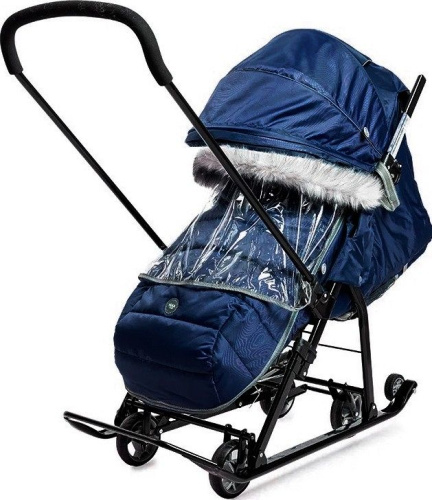 Санки-коляска комбинированная "Ника детям 7-5SK", НД7-5SK/ТС, темно-синяя